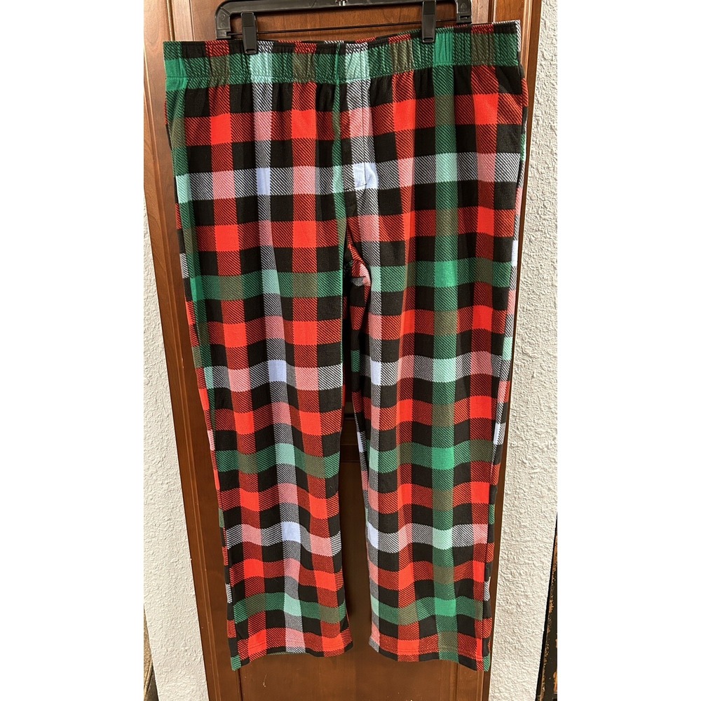 Wondershop Men's Plaid Holiday Matching Fleece Pajama Pants Green/Red/Black XL